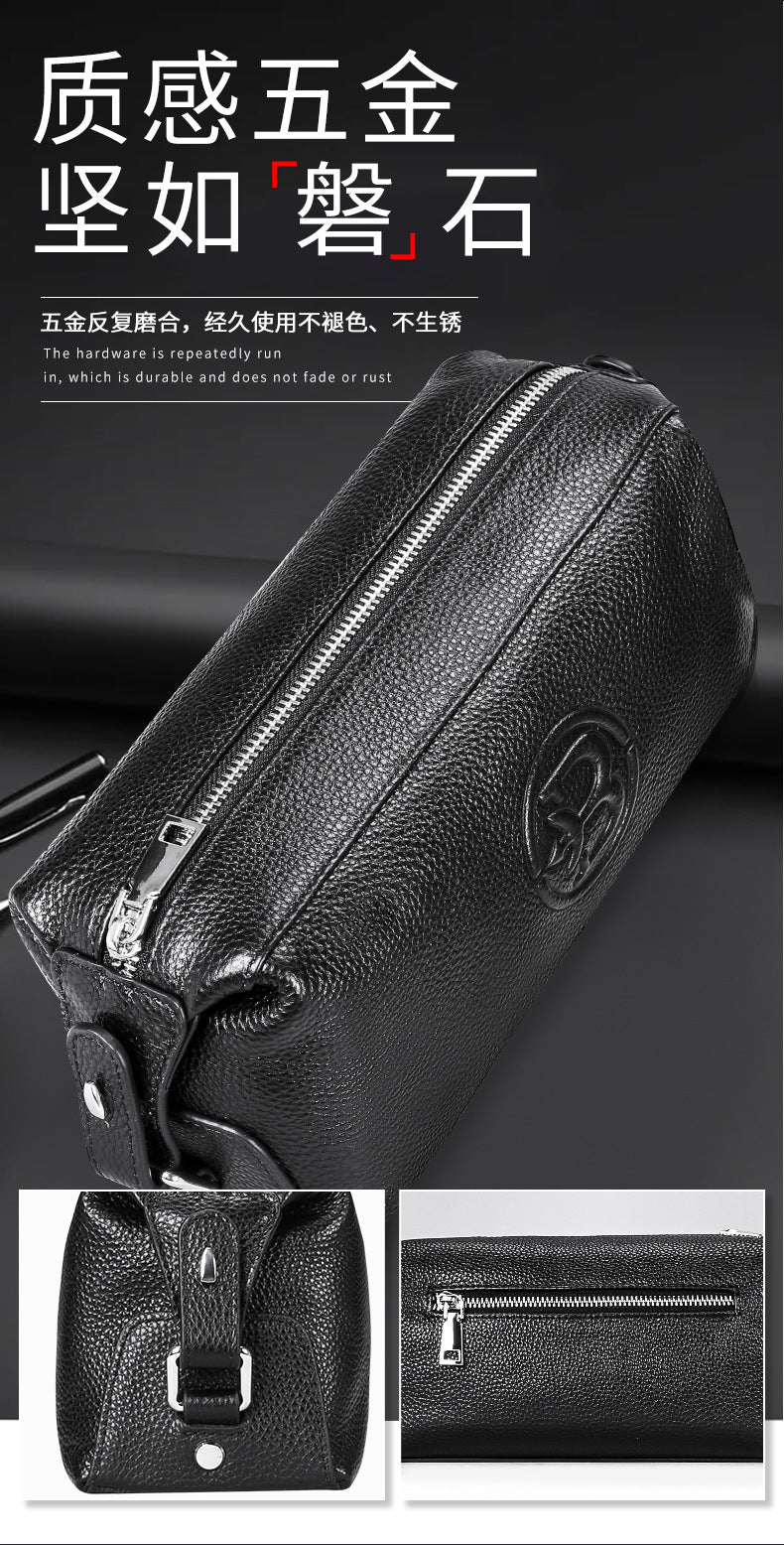 Men's Clutch Bag Large Capacity Cowhide Genuine Leather Business Fashion Handbag for Men