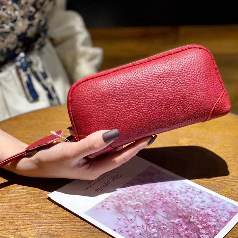 Clutch Bag Ladies Large Capacity Genuine Leather Handbag Coin Purse Cowhide Bag Zipper Crossbody Bag