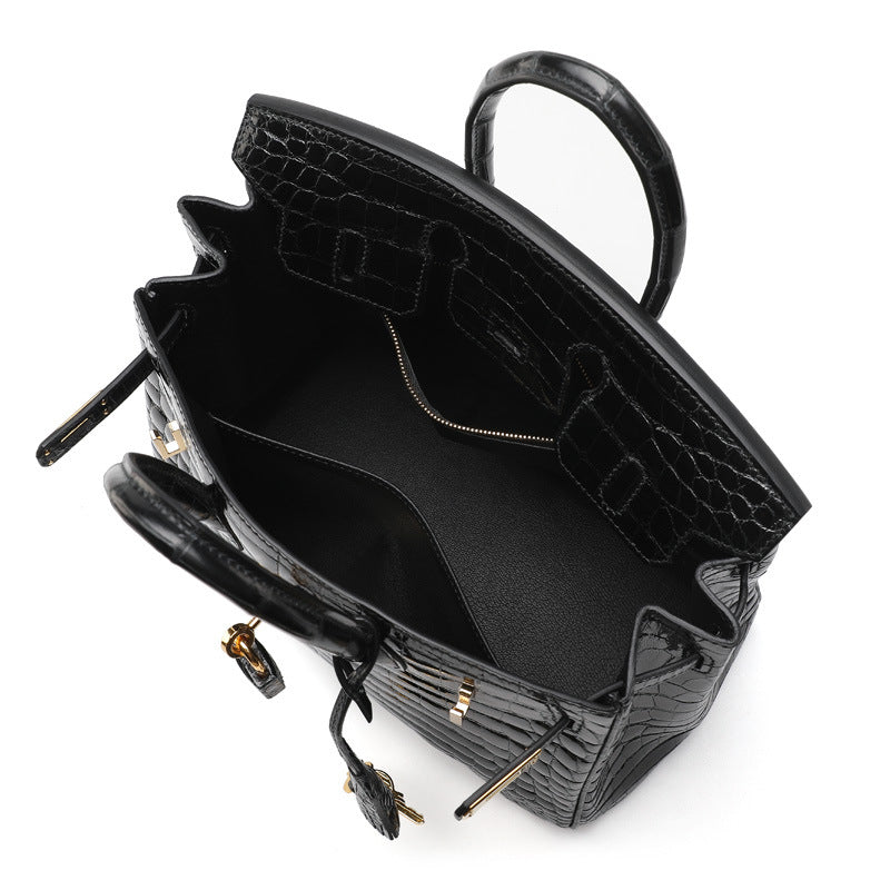 Crocodile skin women's bag trend Hand-sewn handbag Leather tote bag High quality that goes with anything