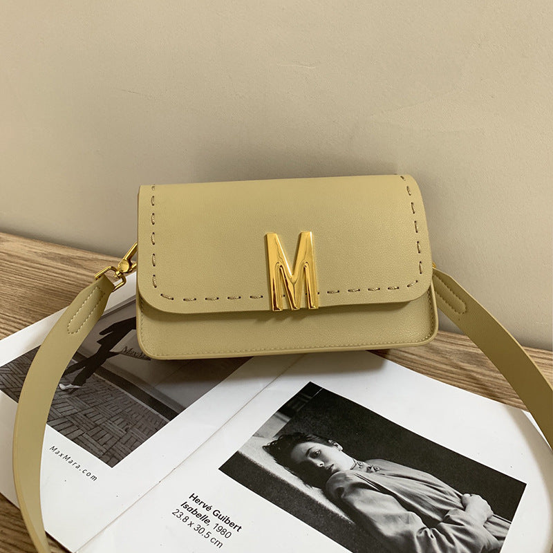Women's genuine leather bag, cowhide wide shoulder bag, diagonal bag, goes with anything, fashion
