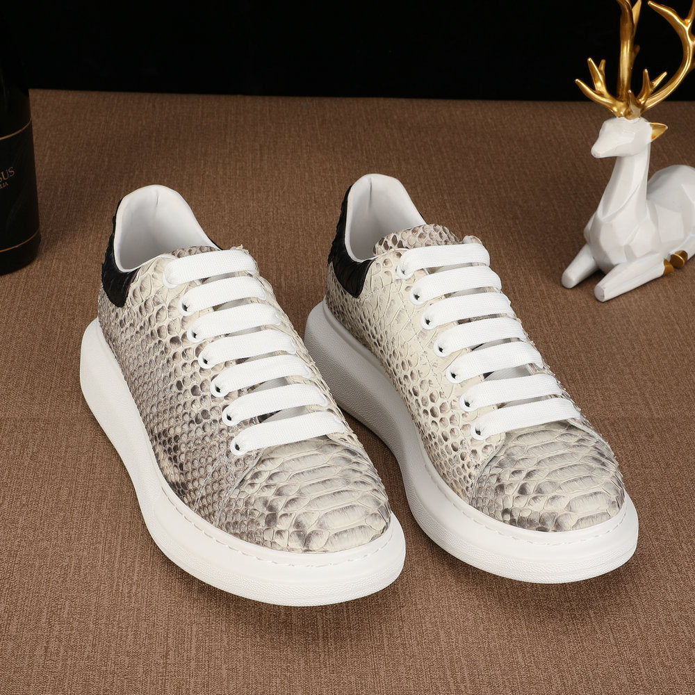 Python Skin Men's Casual Shoes Luxury Excellent Breathability Platform Sneakers Men's Shoes