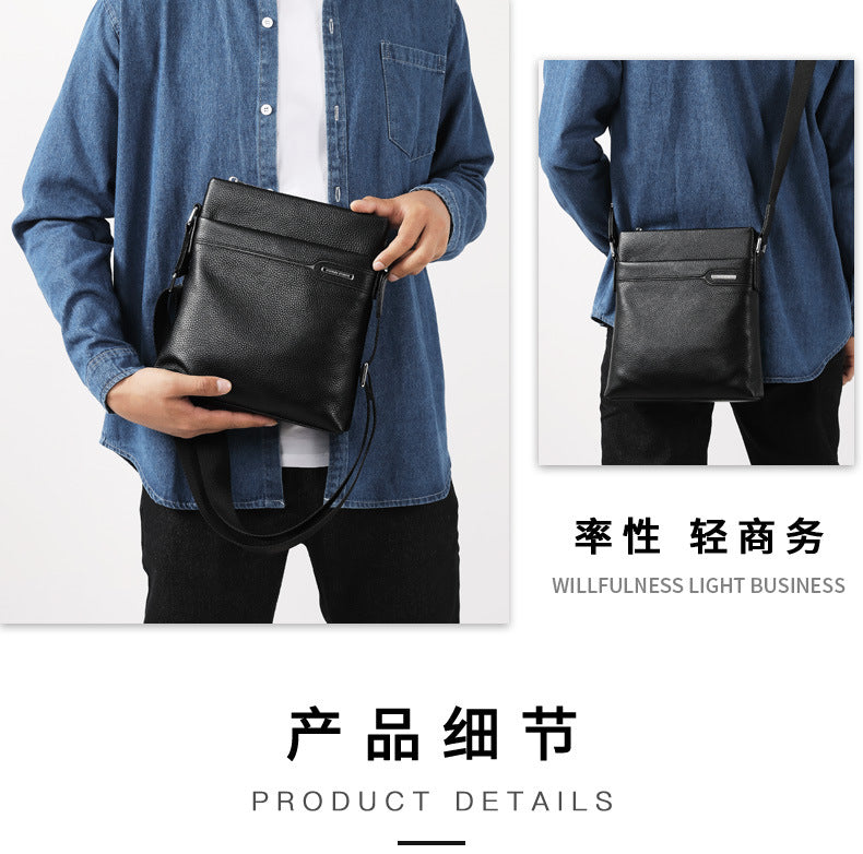 メンズショルダーバッグ 本革製牛皮 ビジネス 男性用 斜めがけバッグ