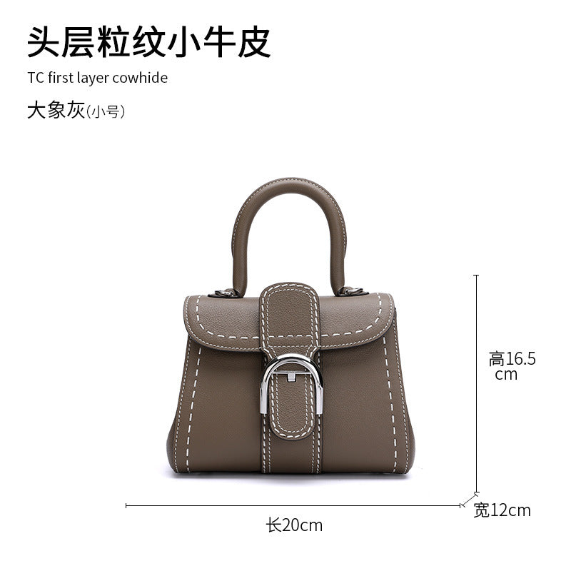 牛革バッグ本革バッグファッショントレンド馬蹄バックルレディースハンドバッグ手縫い斜めショルダーバッグ
