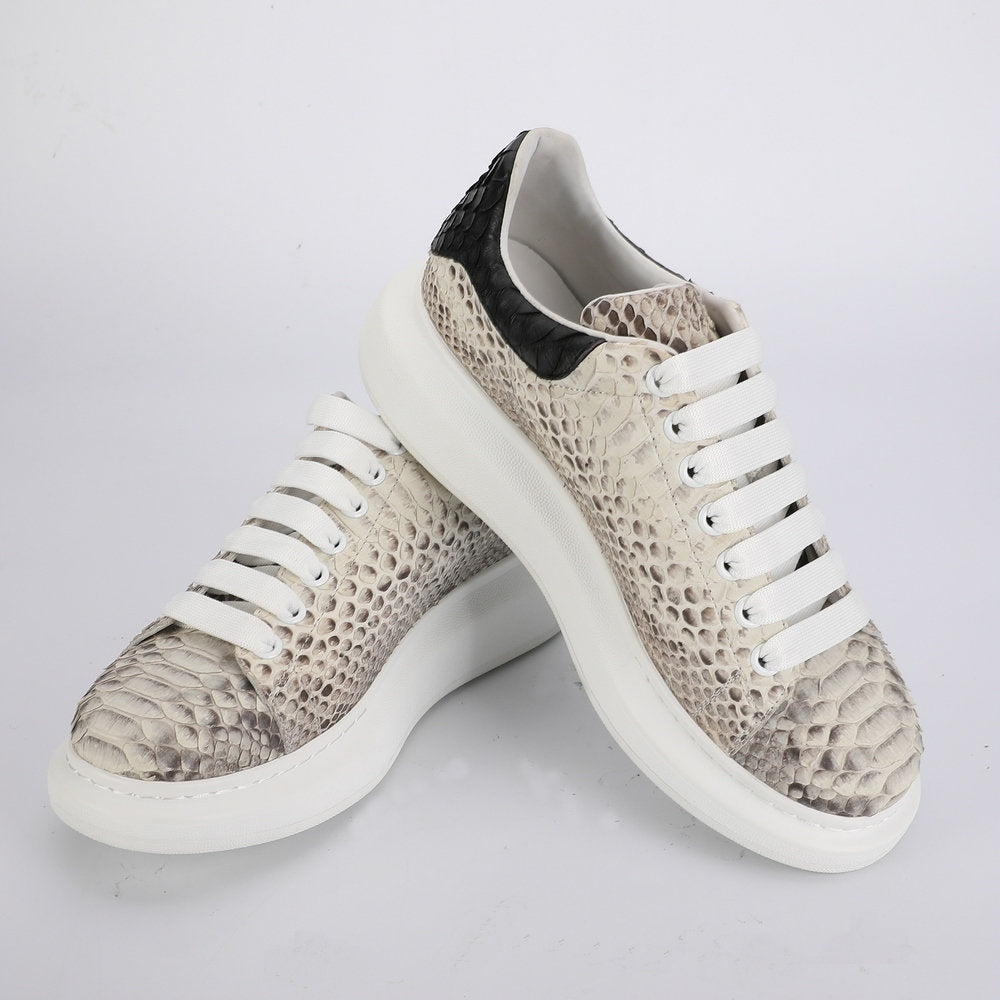 Python Skin Men's Casual Shoes Luxury Excellent Breathability Platform Sneakers Men's Shoes