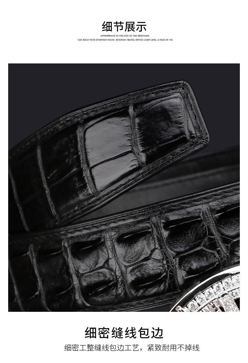Siamese Crocodile Skin Men's Belt Genuine Leather Dragon with Smooth Buckle Fashion Casual Business Belt
