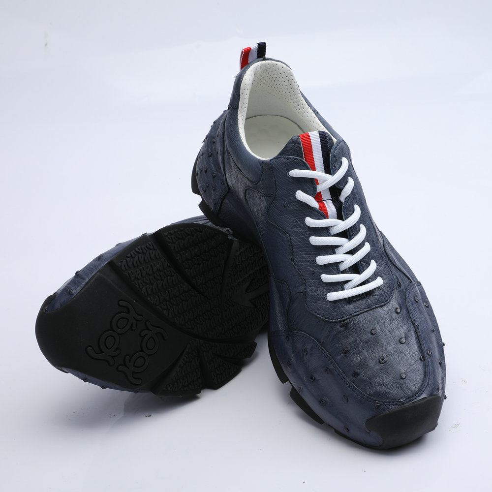 Ostrich leather genuine leather men's sneakers fashion casual shoes in-heel men's shoes
