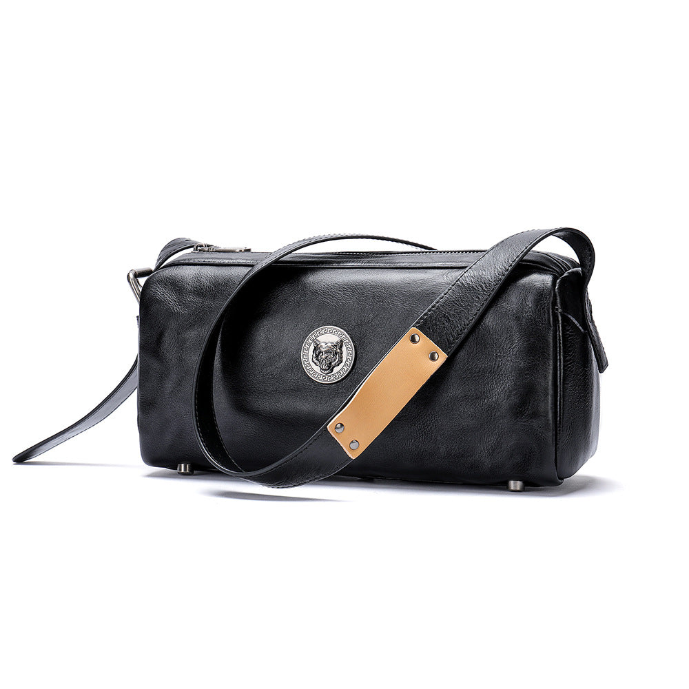 Men's Shoulder Bag Made of Genuine Cowskin Leather with Hand-held Crest High Quality Luxury Fashion Crossbody Bag for Men