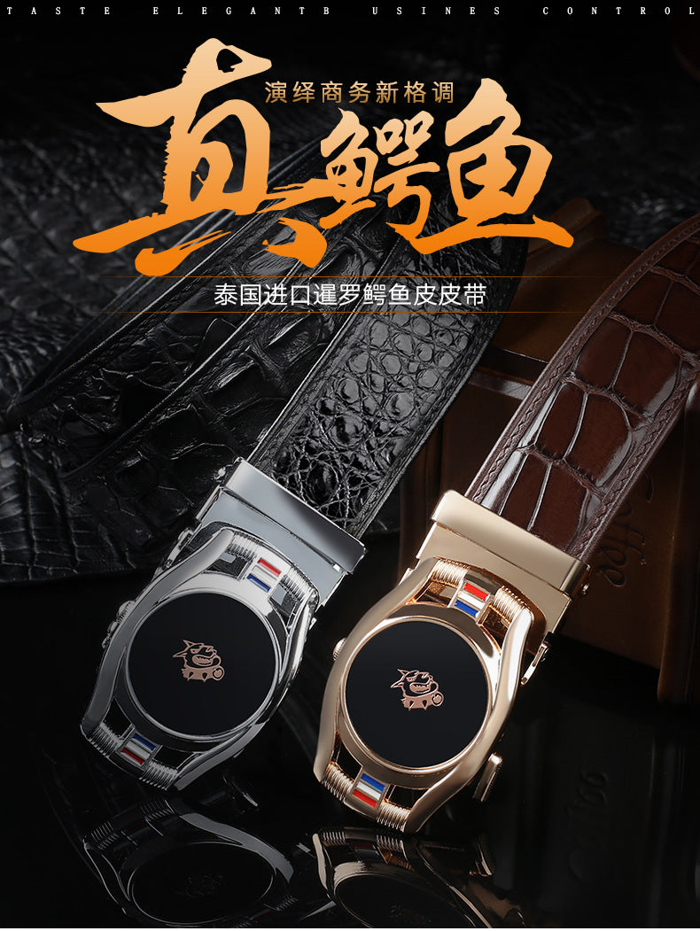 Men's Belt Crocodile Skin Genuine Leather Automatic Buckle Fashion Casual High Quality Men Belt