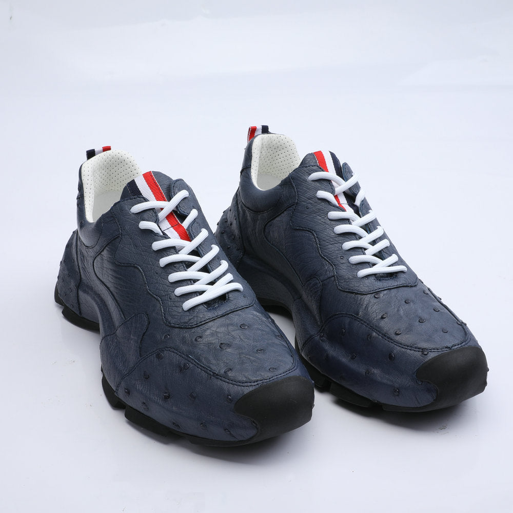 2023 New Ostrich Skin Men's Shoes Genuine Leather Luxury Fashion Casual Sports Shoes