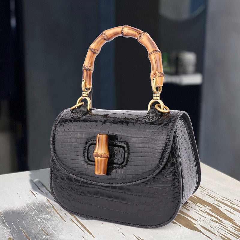 Crocodile leather bamboo knot bag Luxury small bag Ladies genuine leather crossbody bag handbag