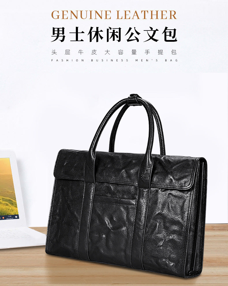 メンズハンドバッグ 牛皮本革製 高品質 大容量 ブリーフケース男性用手提げかばん