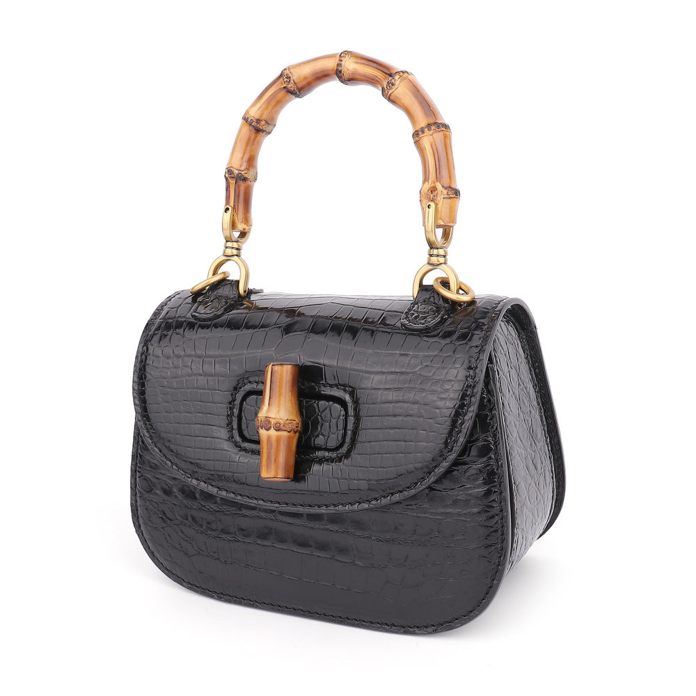 Crocodile leather bamboo knot bag Luxury small bag Ladies genuine leather crossbody bag handbag
