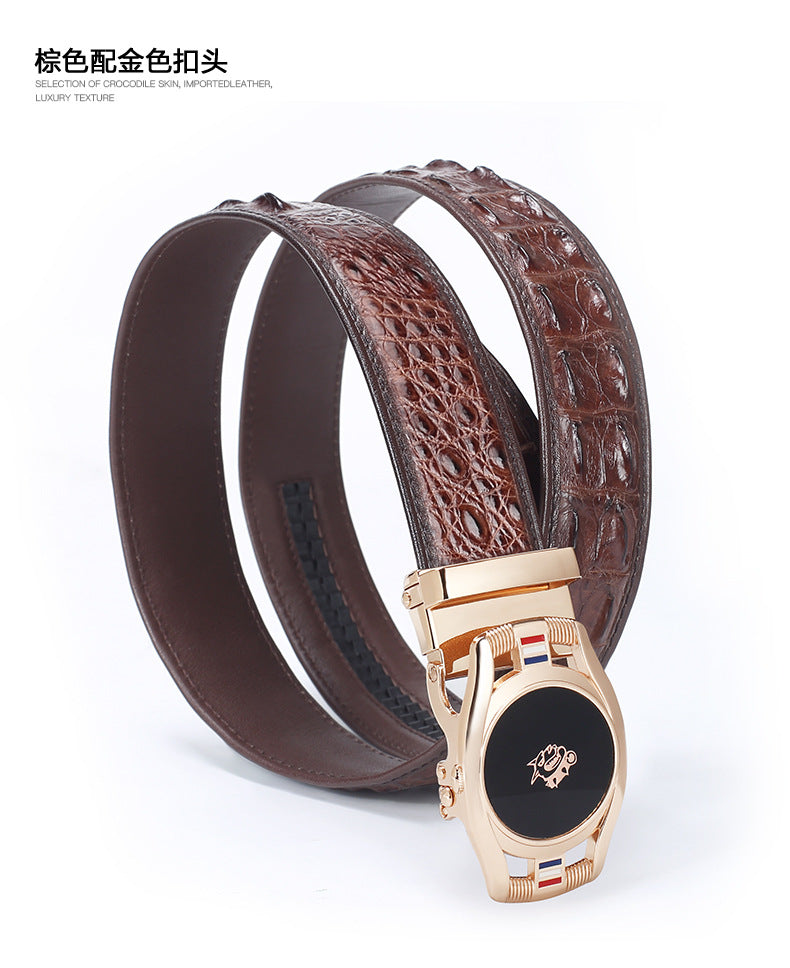 Men's Belt Crocodile Skin Genuine Leather Automatic Buckle Fashion Casual High Quality Men Belt