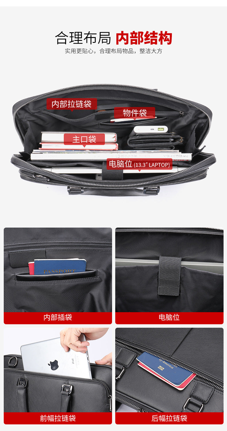 Men's Handbag Briefcase Genuine Cowhide Leather Business Lawyer Computer Bag Casual Fashion Handbag for Men