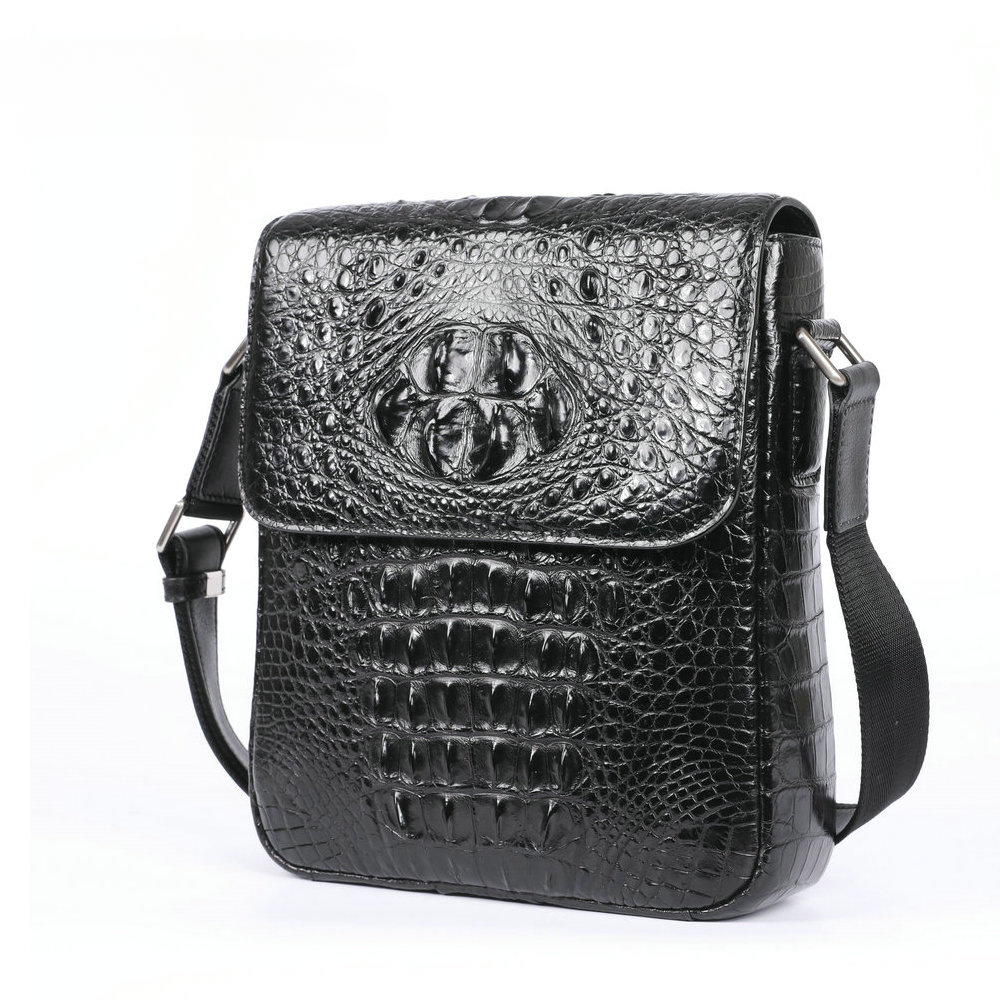 New Men's Shoulder Bag Siamese Crocodile Leather Business Commuting Large Capacity Crossbody Bag