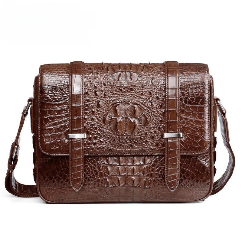 New Crocodile Skin Men's Cambridge Bag Genuine Leather High Quality Luxury Casual Business Crossbody Bag Shoulder Bag