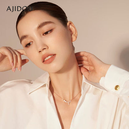 AJIDOUお洒落甘いネックレスリボンパール高級感鎖骨チェーンギフト