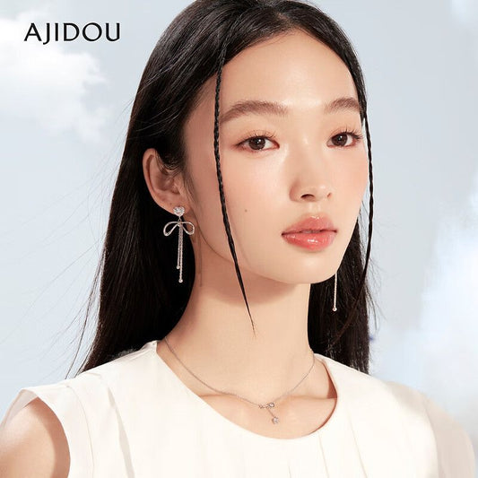 AJIDOU 霊動非対称リボンイヤリング925銀針精緻AB型イヤリング贈り物