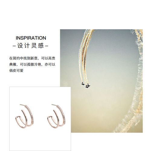 AJIDOU シンプル幾何学二重リング透かし彫りイヤリング贈り物