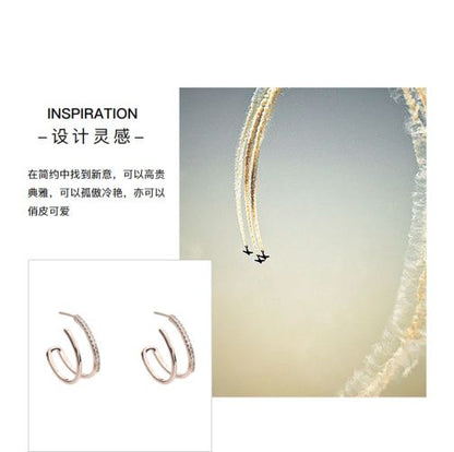 AJIDOU シンプル幾何学二重リング透かし彫りイヤリング贈り物