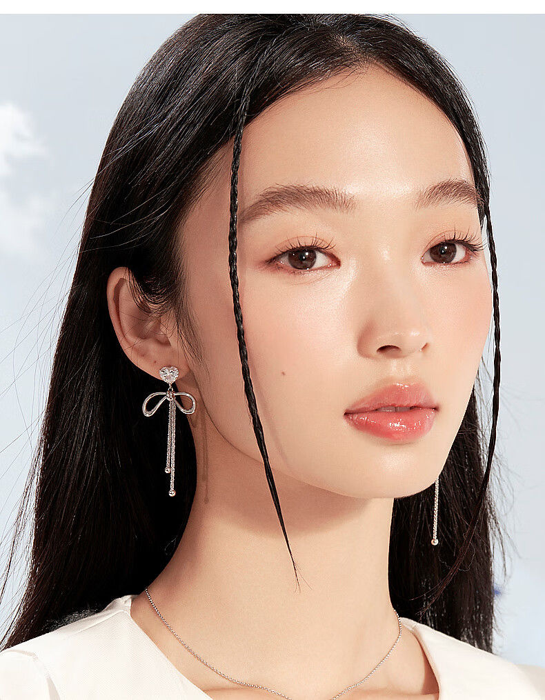 AJIDOU 霊動非対称リボンイヤリング925銀針精緻AB型イヤリング贈り物