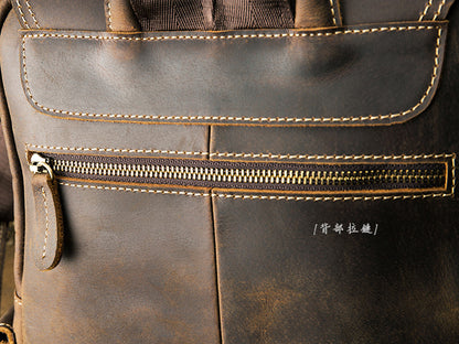 メンズリュック牛革レトロ韩国ファッション個性戸外旅行カジュアル男性パソコンバッグ