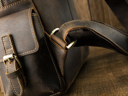 メンズリュック牛革レトロ韩国ファッション個性戸外旅行カジュアル男性パソコンバッグ