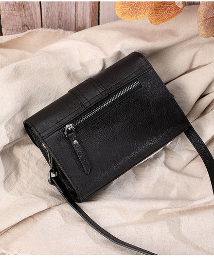 レディース小さいバッグ本革手作りレトロ牛革何とでも合うスクエアバッグ通勤ショルダーバッグ.ポシェット