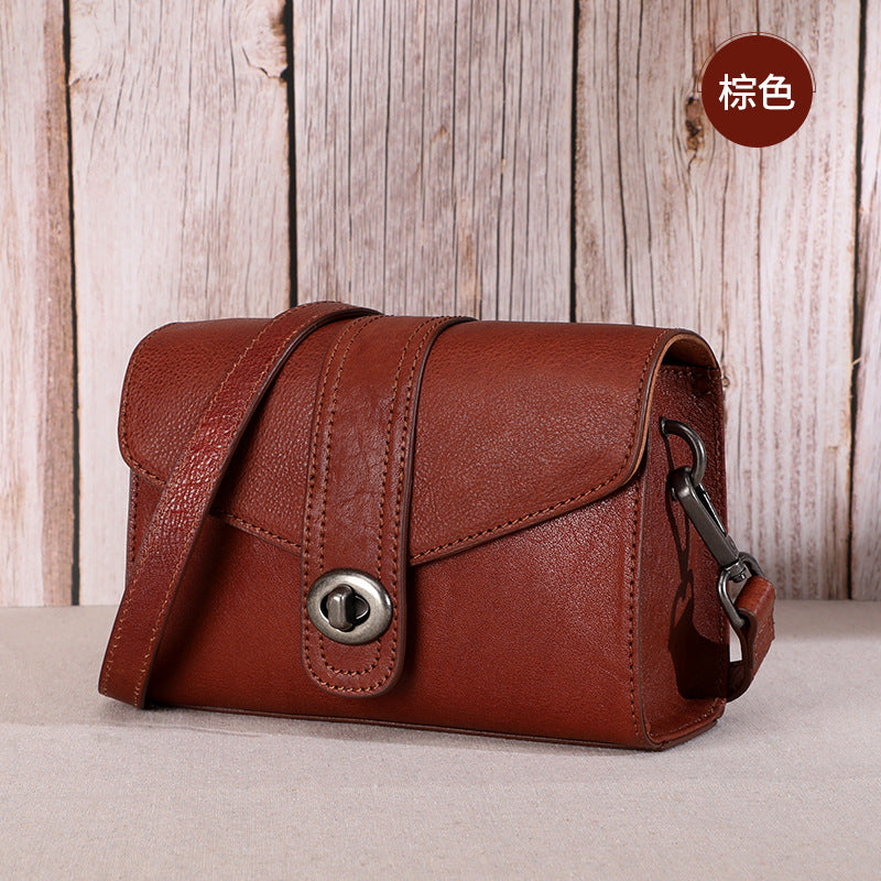 レディース小さいバッグ本革手作りレトロ牛革何とでも合うスクエアバッグ通勤ショルダーバッグ.ポシェット