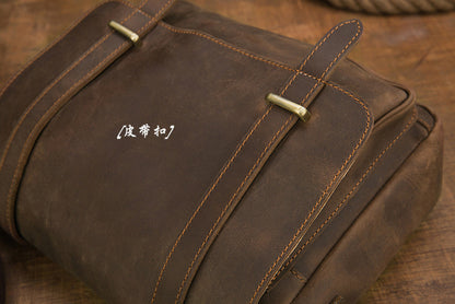 メンズショルダーバッグ 牛皮 本革製 手作業 メッセンジャーバッグ  レトロ 男性用斜めがけバッグ