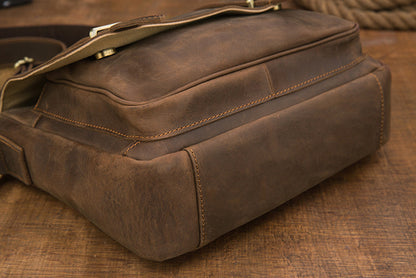 メンズショルダーバッグ 牛皮 本革製 手作業 メッセンジャーバッグ  レトロ 男性用斜めがけバッグ