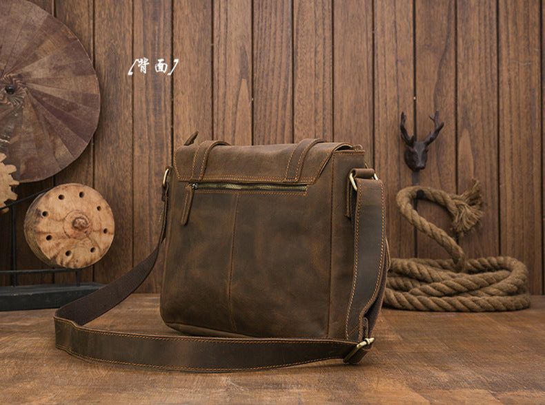 メンズショルダーバッグ 牛皮 本革製 手作業 メッセンジャーバッグ  レトロ 男性用斜めがけバッグ