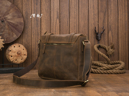 メンズショルダーバッグ 牛皮 本革製 手作業 メッセンジャーバッグ  レトロ 男性用斜めがけバッグ