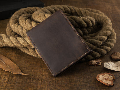 メンズ短財布 牛皮本革製 クレイジー・ホース オリジナル 手作業 レトロ 韩国ファッション男性用ウォレット