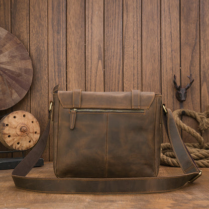 メンズショルダーバッグ 牛皮 本革製 手作業 メッセンジャーバッグ  レトロ 男性用斜めがけバッグ
