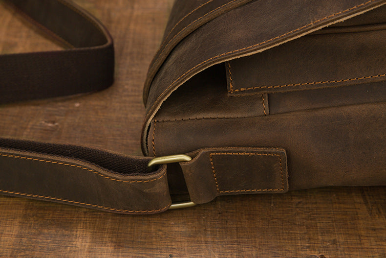 メンズショルダーバッグ 牛皮 本革製 手作業 メッセンジャーバッグ  レトロ 男性用斜めがけバッグ