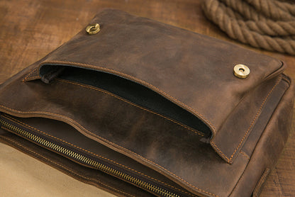 メンズショルダーバッグ 牛皮 本革製 手作業 メッセンジャーバッグ  レトロ 男性用斜めがけバッグ