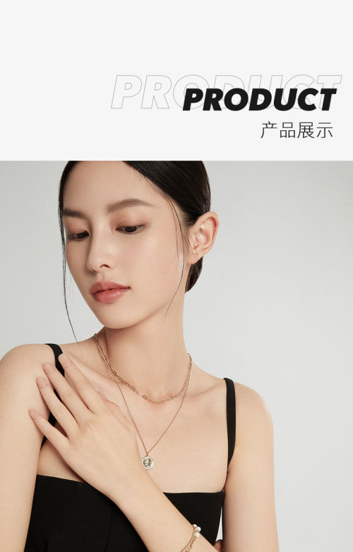 AJIDOU 金属シリーズ二重重ね式女王硬貨ネックレスペンダント二重鎖骨チェーン