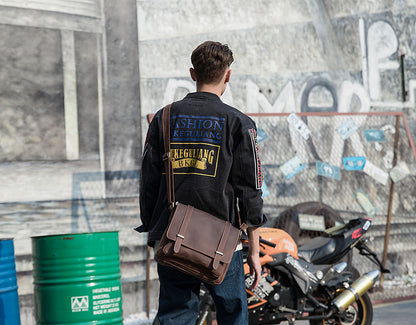 メンズショルダーバッグ 牛皮 本革製 手作業 メッセンジャーバッグ  レトロ 男性用斜めがけバッグ