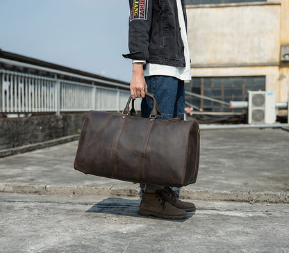 メンズ手提げかばん 手作業大きいサイズ 大容量 牛革本革製 クレイジー・ホース男性用旅行かばん