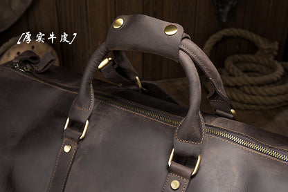 メンズ手提げかばん 手作業大きいサイズ 大容量 牛革本革製 クレイジー・ホース男性用旅行かばん