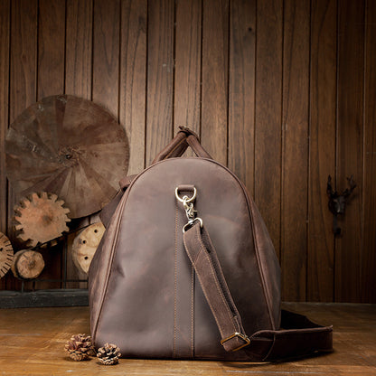 メンズ手提げかばん 手作業大きいサイズ 大容量 牛革本革製 クレイジー・ホース男性用旅行かばん