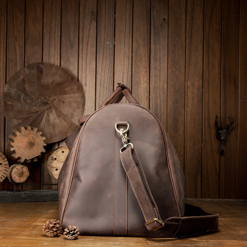 メンズ手提げかばん 手作業大きいサイズ 大容量 牛革本革製 クレイジー・ホース男性用旅行かばん