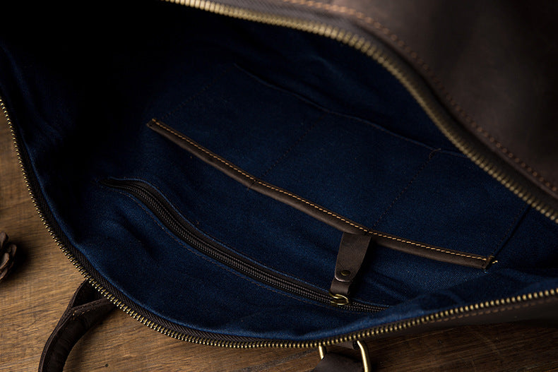 メンズ手提げかばん 手作業大きいサイズ 大容量 牛革本革製 クレイジー・ホース男性用旅行かばん