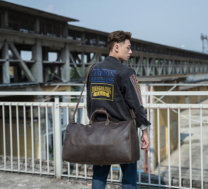 メンズ手提げかばん 手作業大きいサイズ 大容量 牛革本革製 クレイジー・ホース男性用旅行かばん