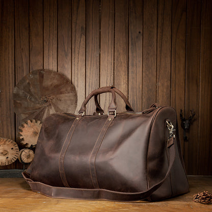 メンズ手提げかばん 手作業大きいサイズ 大容量 牛革本革製 クレイジー・ホース男性用旅行かばん