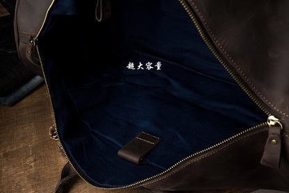 メンズ手提げかばん 手作業大きいサイズ 大容量 牛革本革製 クレイジー・ホース男性用旅行かばん