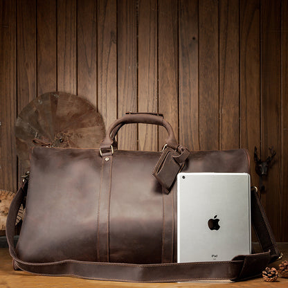メンズ手提げかばん 手作業大きいサイズ 大容量 牛革本革製 クレイジー・ホース男性用旅行かばん