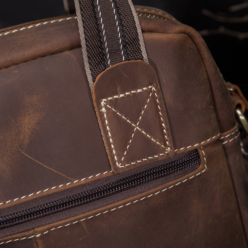 メンズショルダーバッグ牛革本革製レトロ男性斜めがけバッグ