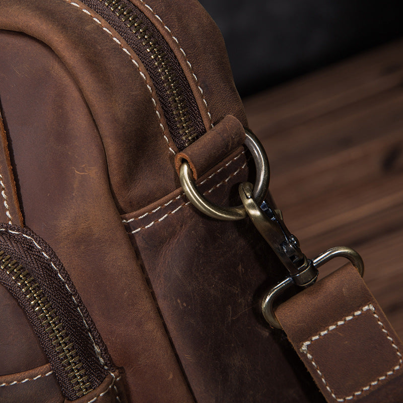 メンズショルダーバッグ牛革本革製レトロ男性斜めがけバッグ